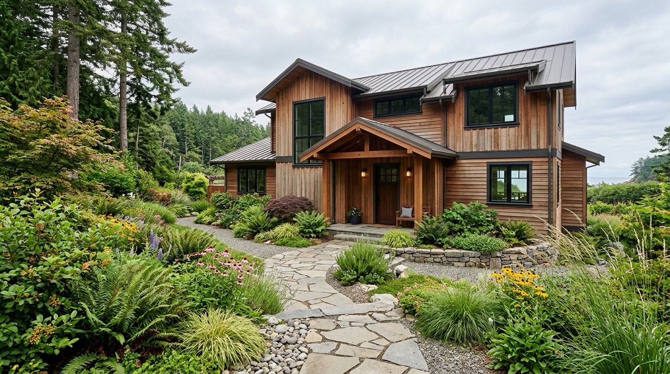Renovated home exterior and garden